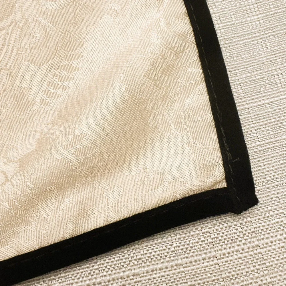 Vintage W-C Designs 1992 Damask Dinner Napkins Set of 12 Ivory Velvet Trim